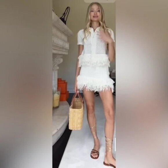 ZARA FRINGED CHECK KNIT SKIRT - Picture 2 of 6